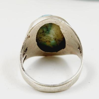 . 925 SILVER & TURQUOISE ARTIST RING SIZE 10