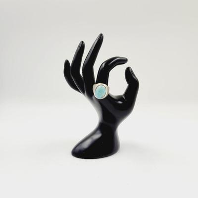. 925 SILVER & TURQUOISE ARTIST RING SIZE 10