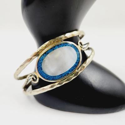 MEXICAN SILVER & MOTHER OF PEARL BRACELET