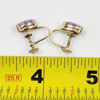 VINTAGE STERLING CZ AMETHYST EARRINGS