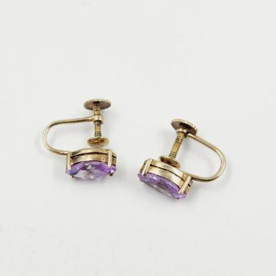 VINTAGE STERLING CZ AMETHYST EARRINGS