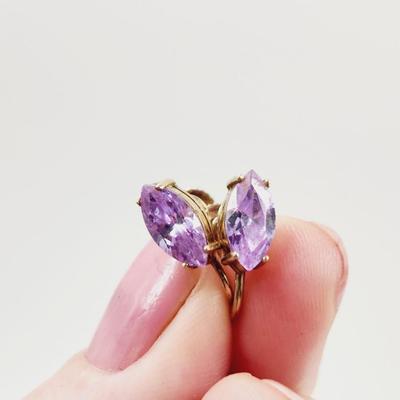 VINTAGE STERLING CZ AMETHYST EARRINGS