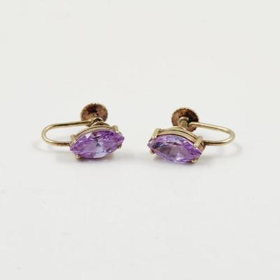 VINTAGE STERLING CZ AMETHYST EARRINGS