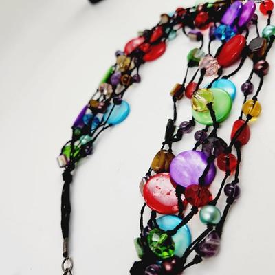 ECLECTIC MULTI COLORED DESIGNED HANGING NECKLACE