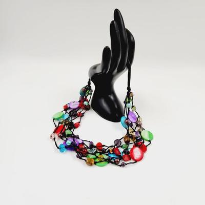 ECLECTIC MULTI COLORED DESIGNED HANGING NECKLACE