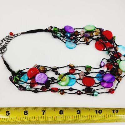ECLECTIC MULTI COLORED DESIGNED HANGING NECKLACE