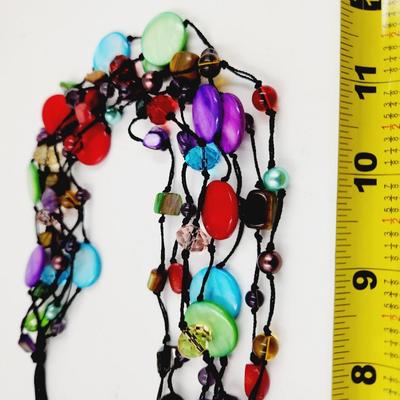 ECLECTIC MULTI COLORED DESIGNED HANGING NECKLACE