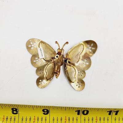 CUTE BRASS DECORATED BUTTERFLY PIN