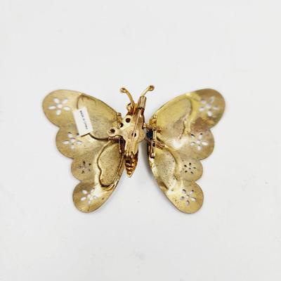 CUTE BRASS DECORATED BUTTERFLY PIN