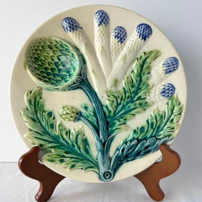 8387 Lunville French Majolica Asparagus Artichoke Plate