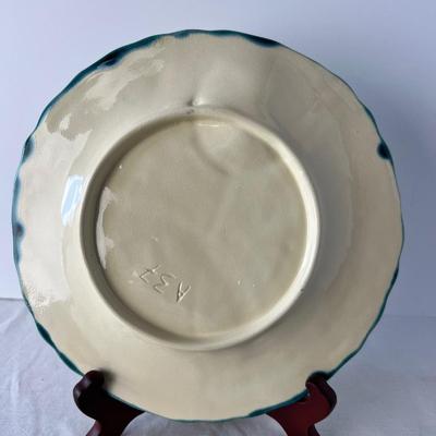 8389 Antique French Asparagus and Artichoke Majolica Plate