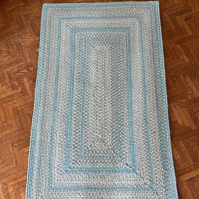 8398 Light Blue, Teal Green, Braided Rug