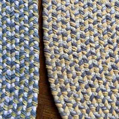 8400 Two Oval Braided Blue and Off White Area Rugs
