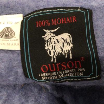 Lot.8494. Ourson French Blue 100% Mohair French Throw