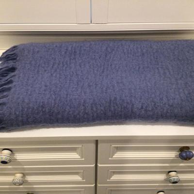 Lot.8494. Ourson French Blue 100% Mohair French Throw