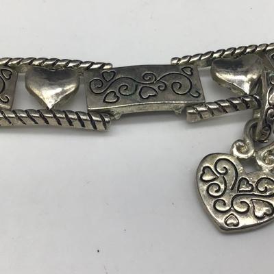 Silver 925 Bracelet with Heart Charm Bracelet