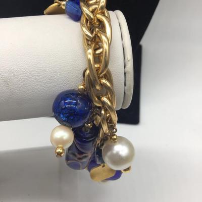 Blue Glass Beaded Bracelet