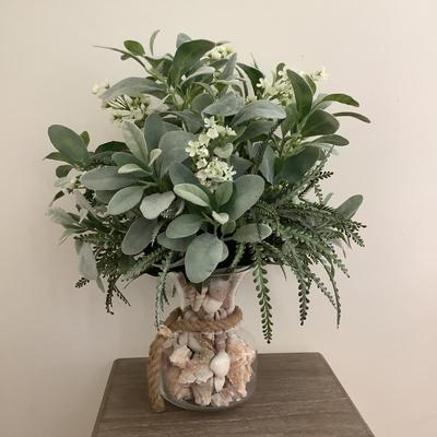Lot 8417. Nautical/Floral Arrangement in Clear Vase