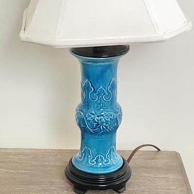 Lot 8418. Blue Asian Pottery Vase Desk Lamp