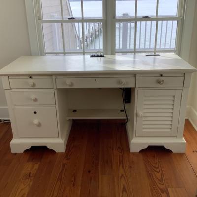 Lot 8422. White Stanley Office Desk with Shutter Style Door
