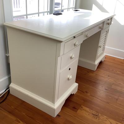 Lot 8422. White Stanley Office Desk with Shutter Style Door