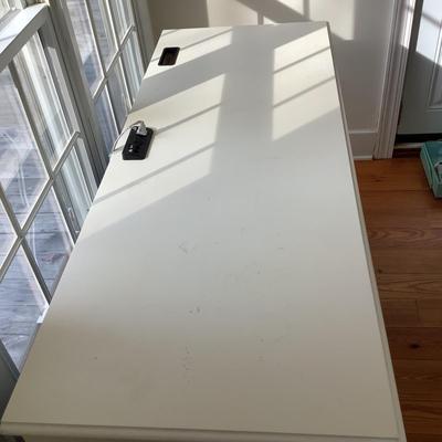 Lot 8422. White Stanley Office Desk with Shutter Style Door