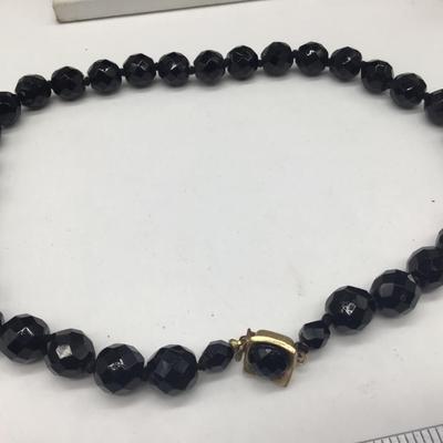 Vintage Black Fauceted Glass Necklace