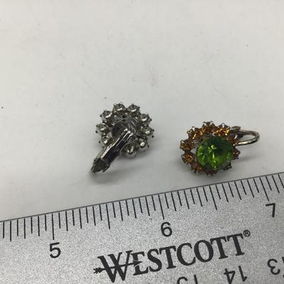 Honey and Green Rhinestone Earrings