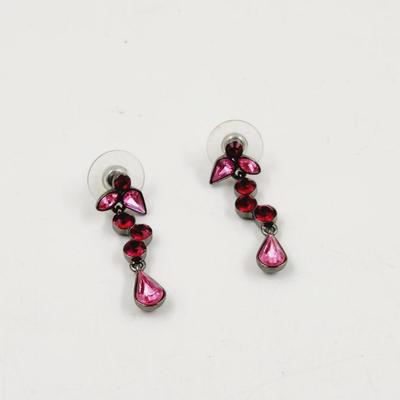 CUTE FAUX PINK CRYSTAL DANGLE EARRINGS