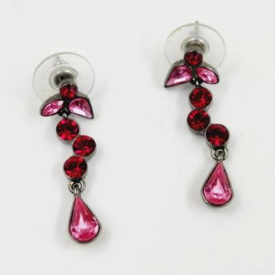 CUTE FAUX PINK CRYSTAL DANGLE EARRINGS