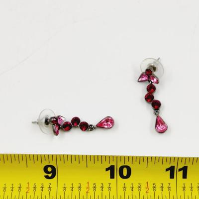 CUTE FAUX PINK CRYSTAL DANGLE EARRINGS