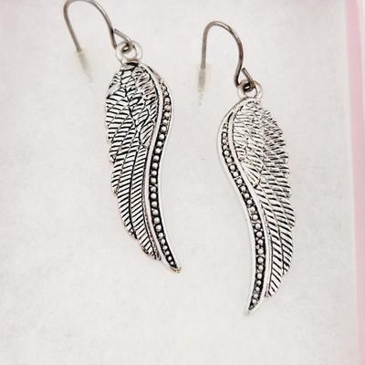 ANGEL WINGS SILVER TONED EARRINGS