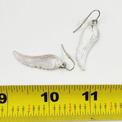 ANGEL WINGS SILVER TONED EARRINGS