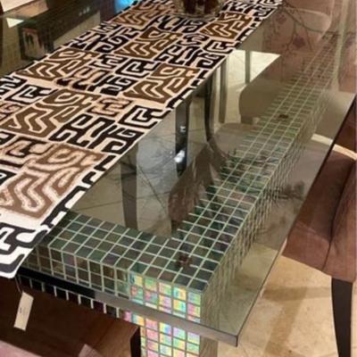 Stunning Art Glass Dining table-kaleidoscope colors-very heavy-no chairs-89.5 x 41.5x30