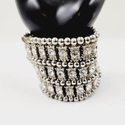 BEAUTIFUL FAUX RHINESTONE WIDE STRETCHY BRACELET