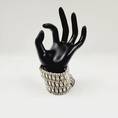 BEAUTIFUL FAUX RHINESTONE WIDE STRETCHY BRACELET