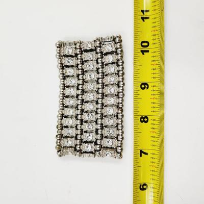 BEAUTIFUL FAUX RHINESTONE WIDE STRETCHY BRACELET