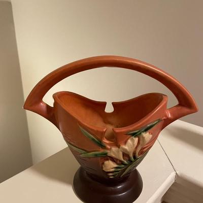 Roseville basket vase