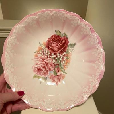 Glazed Pottery Rose Serving Dish