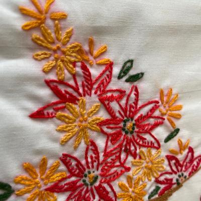 Antique embroidered pillow case set