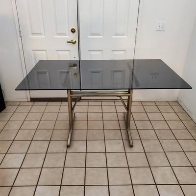 Glass top table.