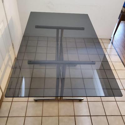 Glass top table.