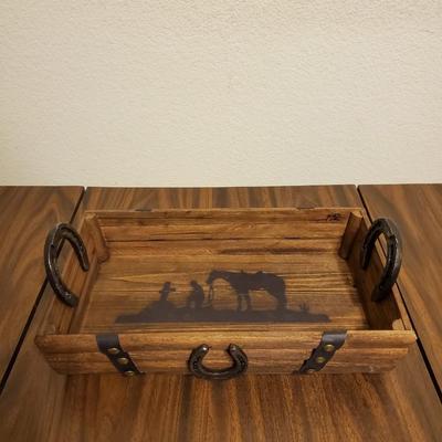 Western Themed Wooden Serving Tray