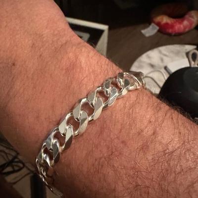 Mens 925 Sterling Silver Sports bracelet engravable bought yesterday new from reputable jeweler