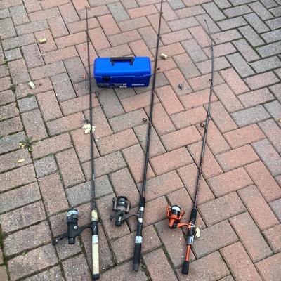8452 Lot of Fishing Rod with Tackle Box