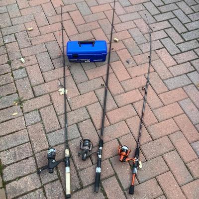 8452 Lot of Fishing Rod with Tackle Box
