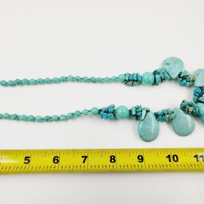 BEAUTIFUL HOWLITE & TURQUOISE CHUNKY DESIGNER NECKLACE