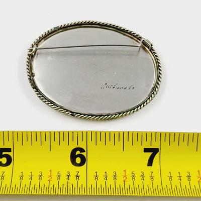 SIGNED ART MOTHER OF PEARL SHELL BROOCH