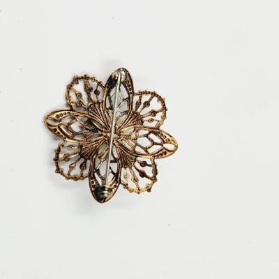 BEAUTIFUL COPPER FLOWER BROOCH