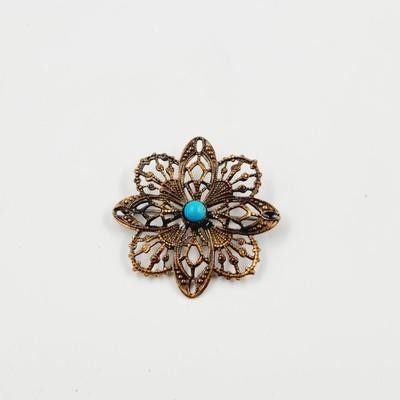 BEAUTIFUL COPPER FLOWER BROOCH